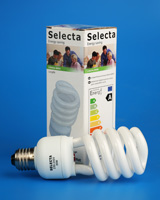 Компактные люминесцентные лампы (Энергосберегающие) производства «Selecta» различной формы - спирали и трубки 4U, а также зеркальные